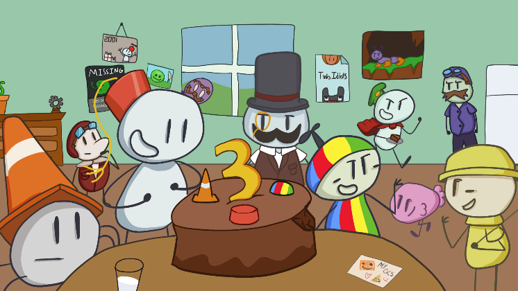 3rd Anniversary art for Milk Quest featuring every character