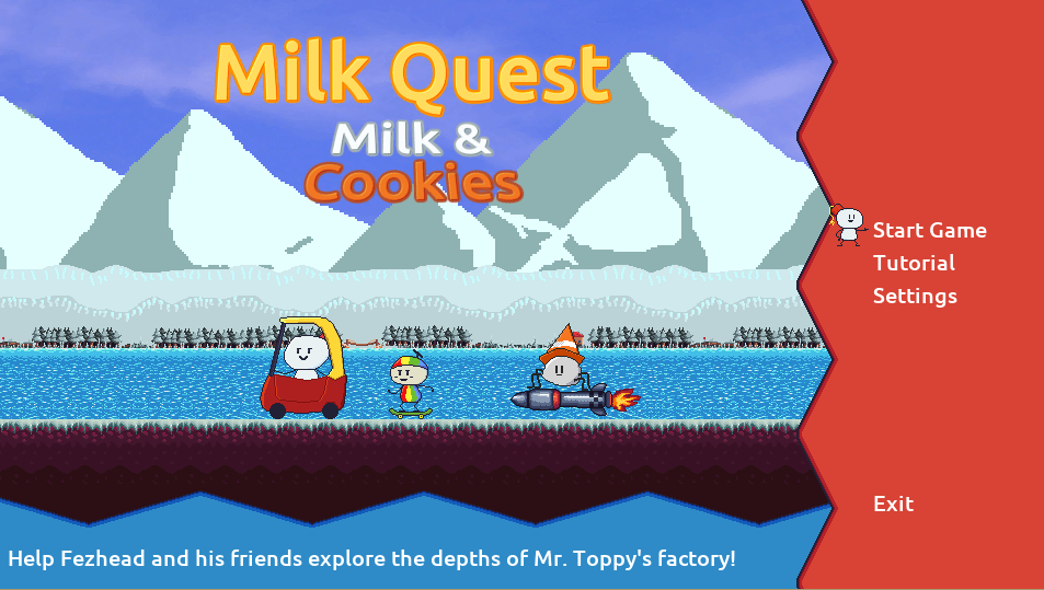 Milk Quest: Milk & Cookies Title Screen.